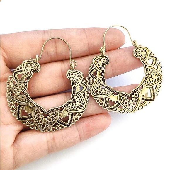 Any 2/$20! Gold Embellished Boho Ear Wire Hoop Earrings - Picture 3 of 8
